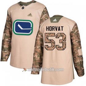 Män Ishockey Vancouver Canucks Tröja Bo Horvat 53 Adidas 2017-2018 Camo Veterans Day Practice Authentic